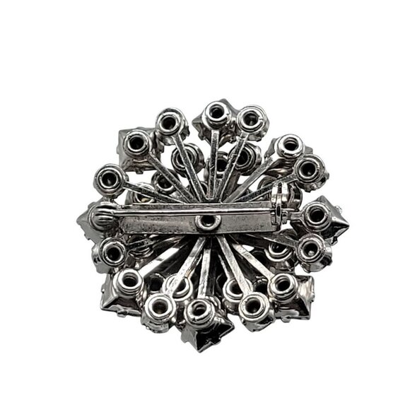 Sparkling Rhinestone Snowflake Brooch Vintage Layered 1940s Design Clear Stones - Picture 13 of 13
